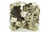 Gleaming Striated Cubic Pyrite Cluster - Peru #337374-1